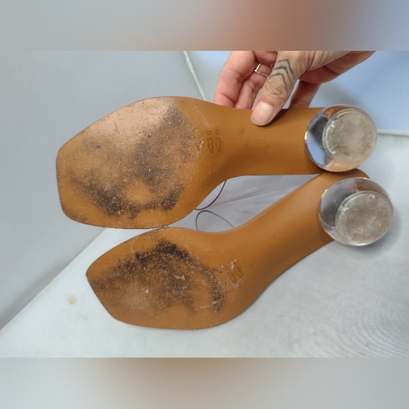 Cult Gaia Jila Transparent Strap Sandals Clear Sphere Heel Slip On Size 37 A - Picture 3 of 5